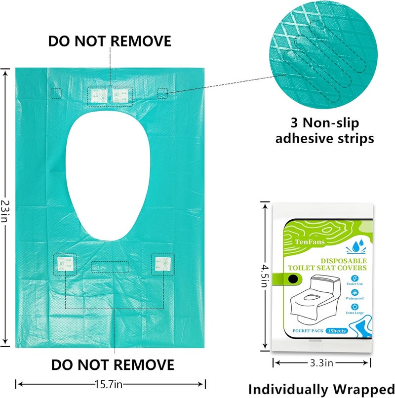 TenFans Toilet Seat Covers Disposable - 30 Count Individually Travel Pack - Sticker Free Faster Use - Waterproof XL Covers for Adults and Kids - Travel Accessories Public Restrooms, Camping, Airplane - Image 3